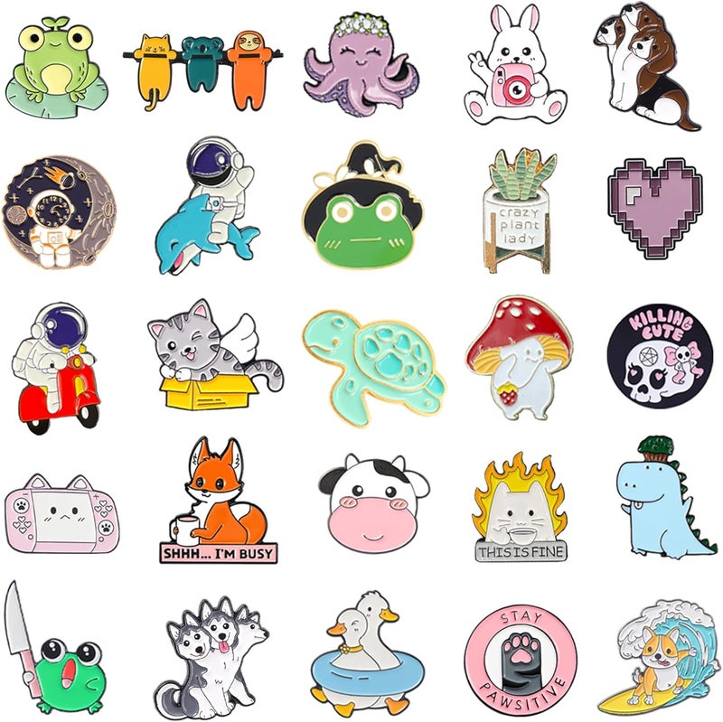 SINCCO 20/40/50 Pcs Cute Enamel Backpack Pins, Funny Anime Enamel Lapel Pins Bulk Set Cool Brooch Button Pins Badge Aesthetic for Backpacks, Bag, Jacket, Kids, Girls, Festival Present - Image 2